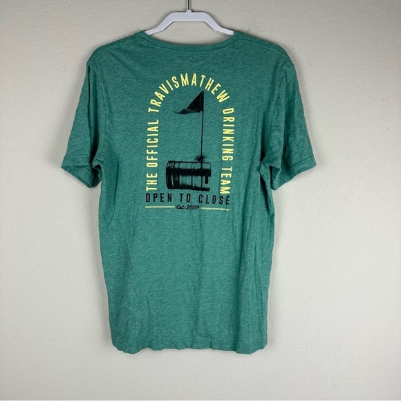 Travis Mathew Teal Green Keg Official Drinking Team Open to Close Shirt Medium - Picture 3 of 6